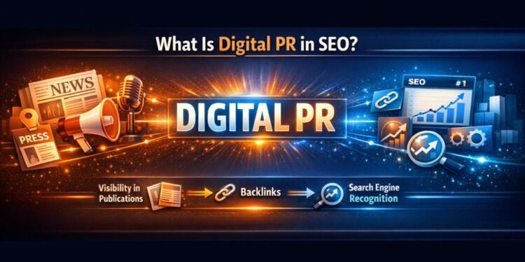 The concept of What Is Digital PR in SEO? is explained through media coverage, online publications, backlinks, and search visibility working together to improve website authority and recognition.