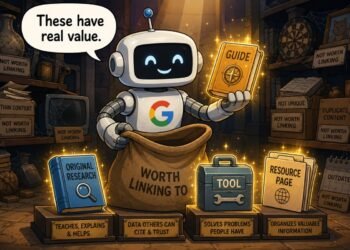 A Google robot highlights the types of content that make Linkable Assets Attract the Most Backlinks naturally across the web.