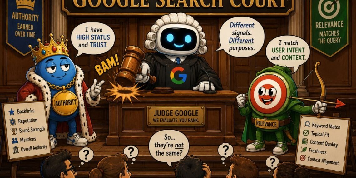 Authority from Relevance in Search Systems
