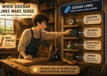 Anime illustration showing when sidebar links make sense by keeping helpful resources organized and always within easy reach.