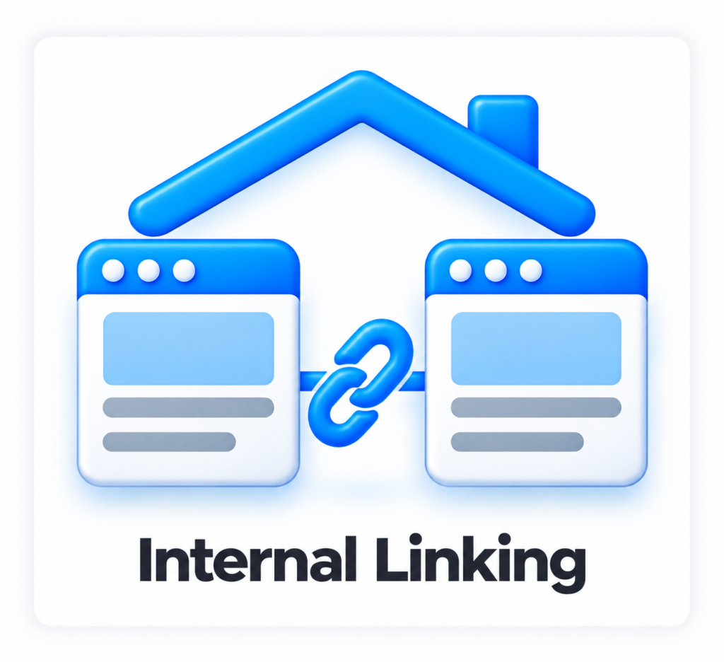 Two connected web pages under a website structure representing the Internal Linking category