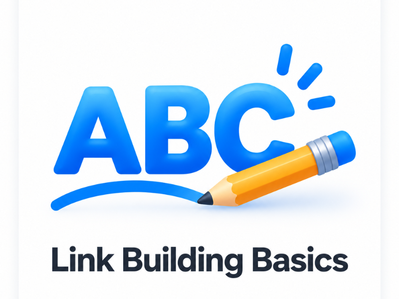 ABC letters with a pencil illustration representing the Link Building Basics category