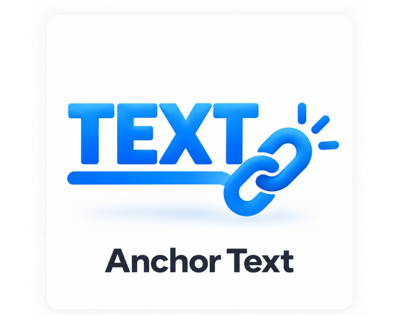 Blue text and chain link icon representing the Anchor Text category